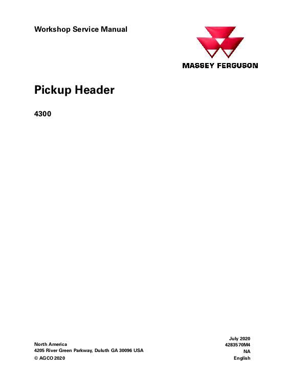 AGCO 4300 Pickup Header Service Manual 4283570M4 English