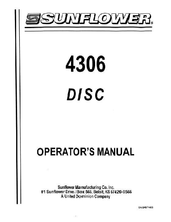 AGCO 4306 Disc Harrow Operator Manual SN997483 English 1 AGCO 4306 Disc Harrow Operator Manual SN997483 English