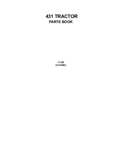 AGCO 431 Tractor Parts Book 651765M92 English