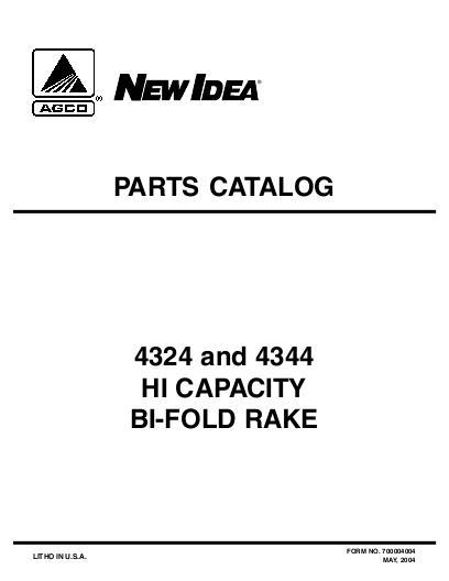 AGCO 4324 Bi-Fold 4344 Hi Capacity Rake Parts Book 700004004 English