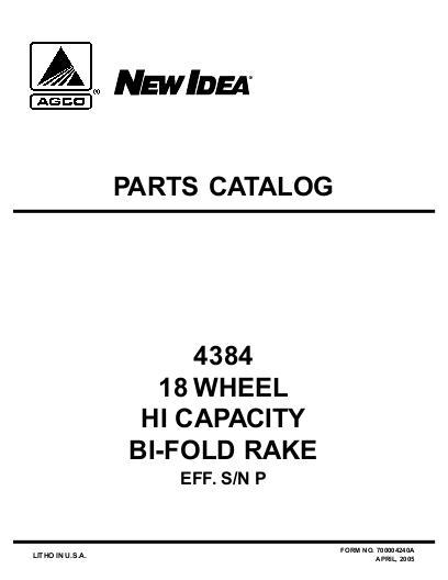 AGCO 4384 Bi-Fold Rake (eff sn 'P') Parts Book 700004240A English