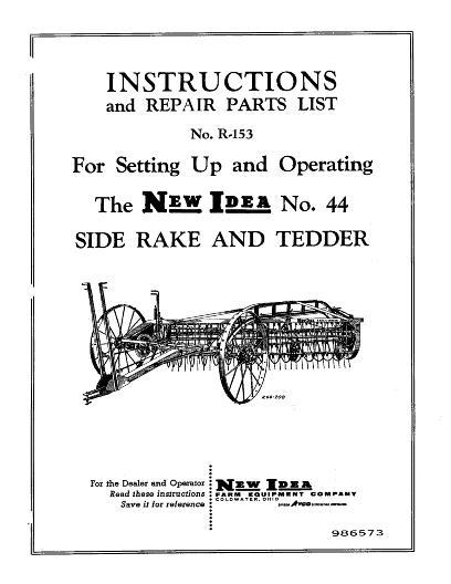 AGCO 44 Side Rake Tedder Operator Manual 986573 English