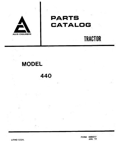 AGCO 440 Tractor Parts Book 79005017 English