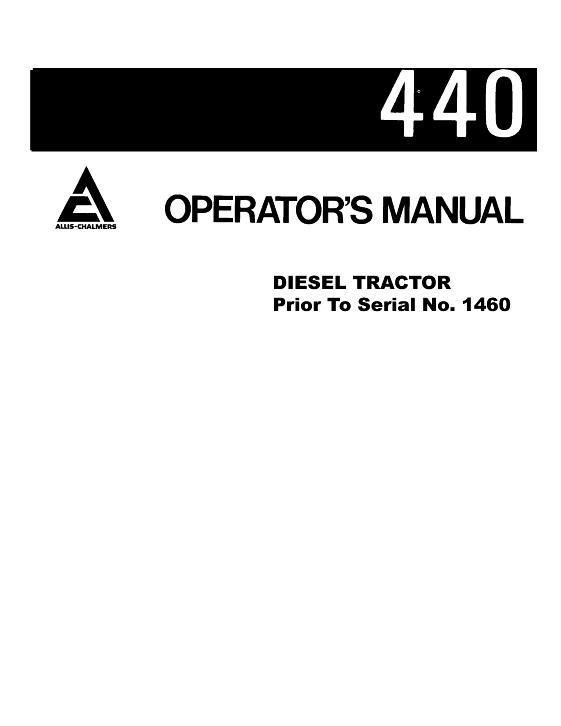 AGCO 440 Tractor (prior sn 1461) Operator Manual 79003037 English 1 AGCO 440 Tractor (prior sn 1461) Operator Manual 79003037 English