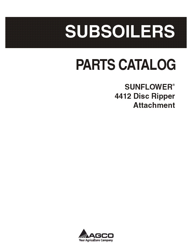 AGCO 4412 Disc Ripper Attachments Parts Book 79034235A English