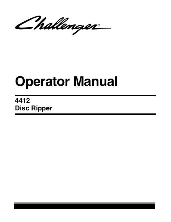AGCO 4412 Disc Ripper Operator Manual 9971039CHG English