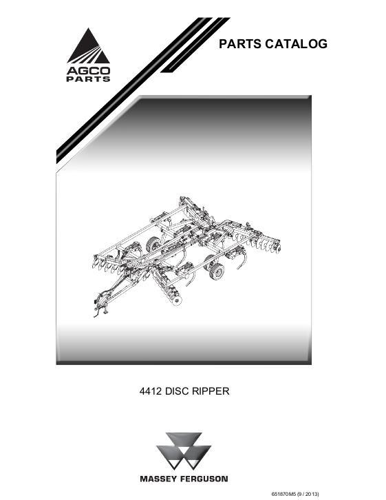 AGCO 4412 Disc Ripper Parts Book 651870M5 English