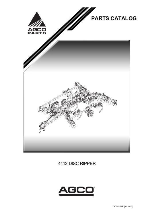 AGCO 4412 Disc Ripper Parts Book 79028159E English
