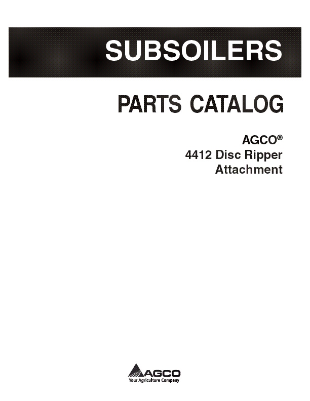AGCO 4412 Disc Ripper (attachment) Parts Book 79034236A English