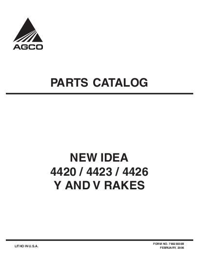 AGCO 4420 4423 4426 Y & V Rake Parts Book 79023030B English