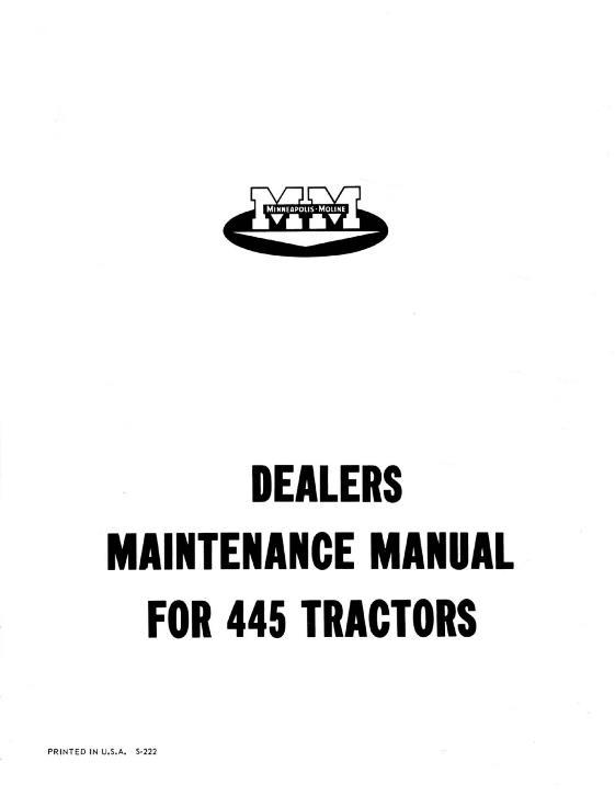 AGCO 445 Tractor (packet) Service Manual S-222 English