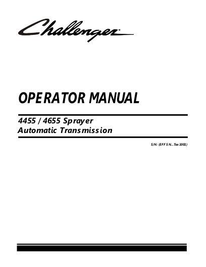 AGCO 4455 4655 Sprayer (auto trans, eff sn Txxx1001, 2008) Operator Manual 506988D1A English