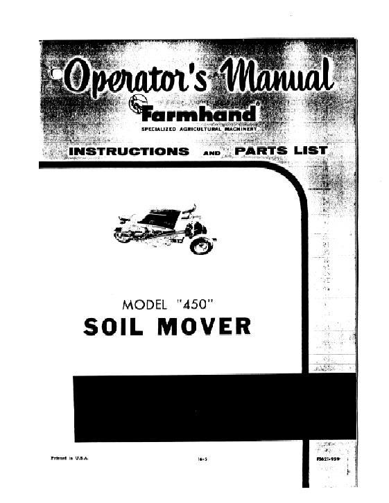 AGCO 450 Soil Mover (1959) Operator Manual FS621959 English 1 AGCO 450 Soil Mover (1959) Operator Manual FS621959 English