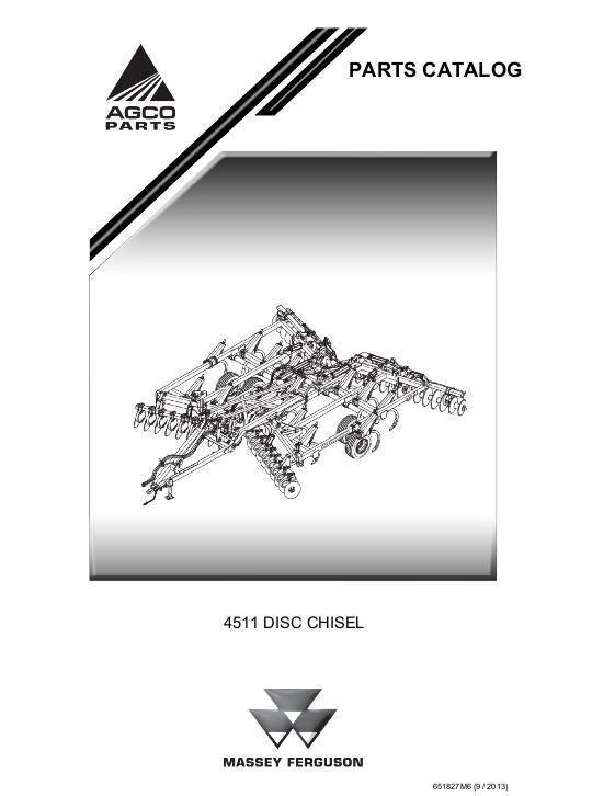 AGCO 4511 Disc Chisel Parts Book 651827M6 English