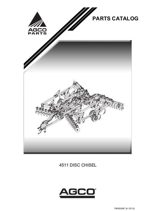 AGCO 4511 Disc Chisel Parts Book 79026359F English