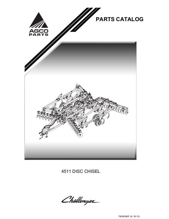 AGCO 4511 Disc Chisel Plow Parts Book 79026360F English