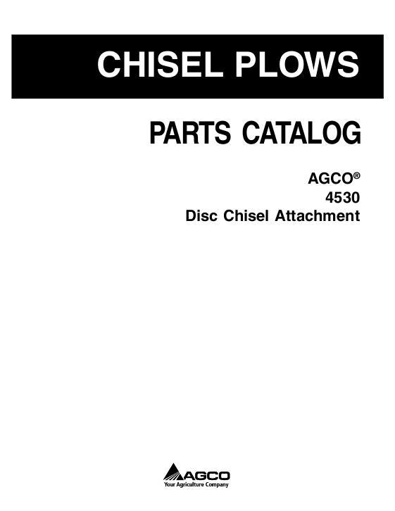 AGCO 4530 Disc Chisel (attachment) Parts Book 79034233A English