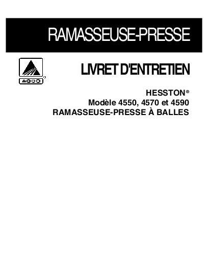 AGCO 4550 4570 4590 Rectangular Baler Operator Manual 700723990D French 1 AGCO 4550 4570 4590 Rectangular Baler Operator Manual 700723990D French