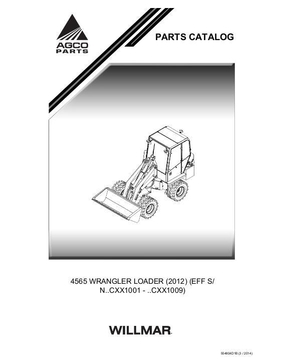 AGCO 4565 Wrangler Loader (eff sn Cxx1001, 2012) Parts Book 554804D1B English