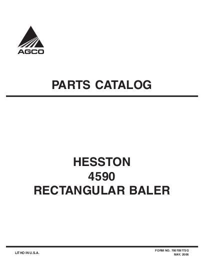 AGCO 4590 Rectangular Baler Parts Book 700709772G English