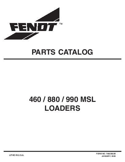 AGCO 460 880 990 MSL Loader Parts Book 79022922B English