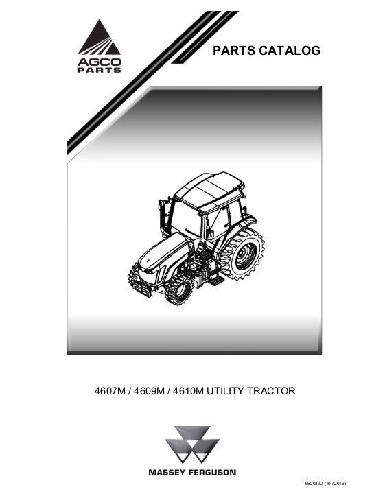 AGCO 4607M 4609M 4610M Utility Tractor Parts Book 652039D English
