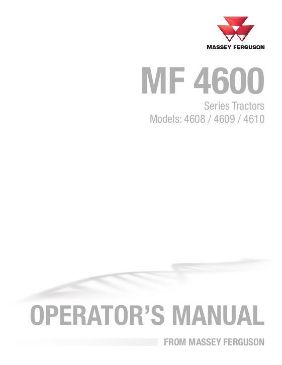 AGCO 4608 4609 4610 Utility Tractor Operator Manual 4283494M5 English