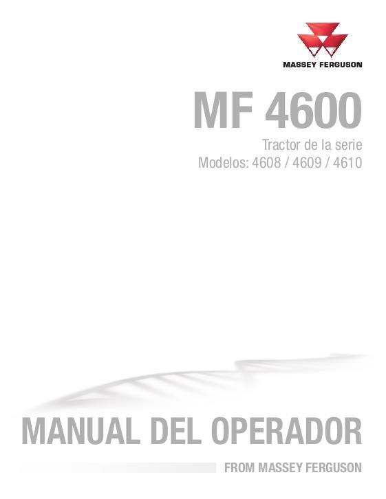 AGCO 4608 4609 4610 Utility Tractor Operator Manual 4283496M5 Spanish