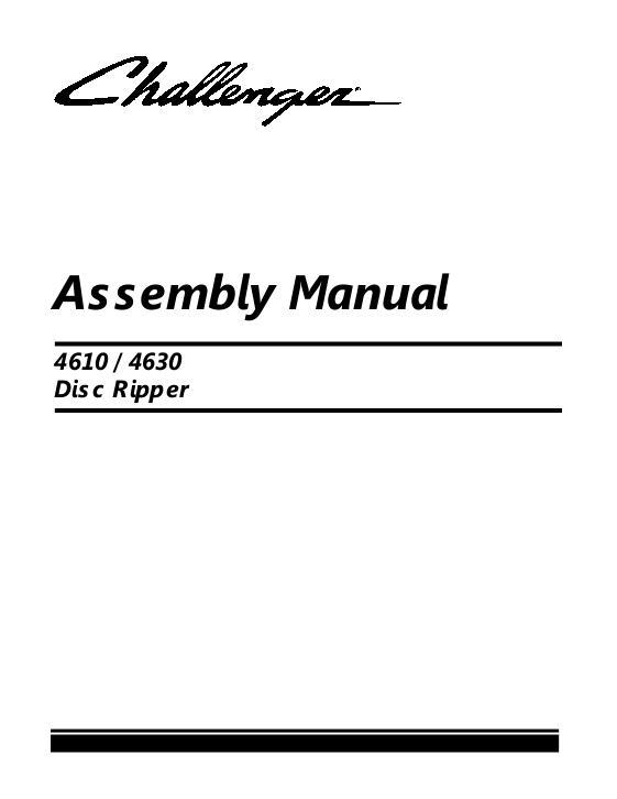 AGCO 4610 4630 Disc Ripper Operator Manual 9971350MFC English 1 AGCO 4610 4630 Disc Ripper Operator Manual 9971350MFC English