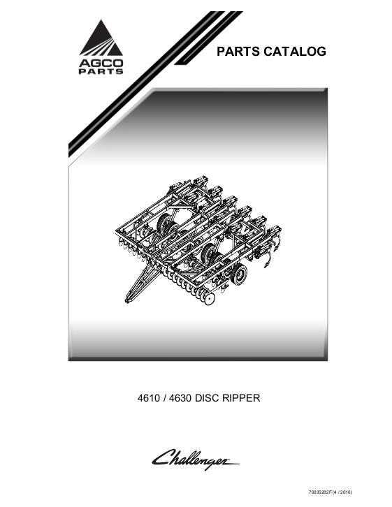 AGCO 4610 4630 Disc Ripper Parts Book 79035282F English