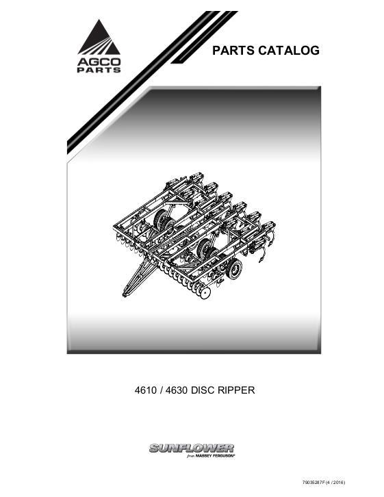 AGCO 4610 4630 Disc Ripper Parts Book 79035287F English