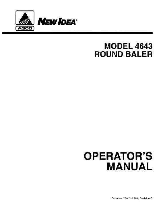 AGCO 4643 Round Baler Operator Manual 700713901C English 1 AGCO 4643 Round Baler Operator Manual 700713901C English
