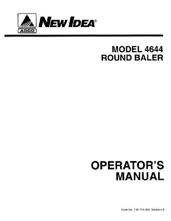 AGCO 4644 Round Baler Operator Manual 700713924B English 1 AGCO 4644 Round Baler Operator Manual 700713924B English