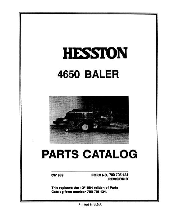 AGCO 4650 Rectangular Baler Parts Book 700705134D English