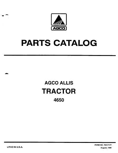 AGCO 4650 Tractor Parts Book 79017177 English