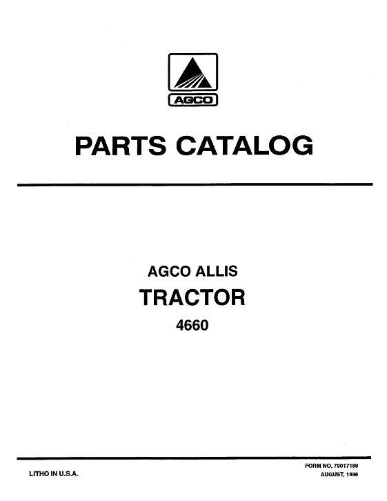 AGCO 4660 Tractor Parts Book 79017189 English