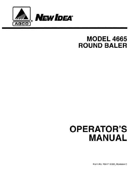 AGCO 4665 Round Baler Operator Manual 700713905C English 1 AGCO 4665 Round Baler Operator Manual 700713905C English