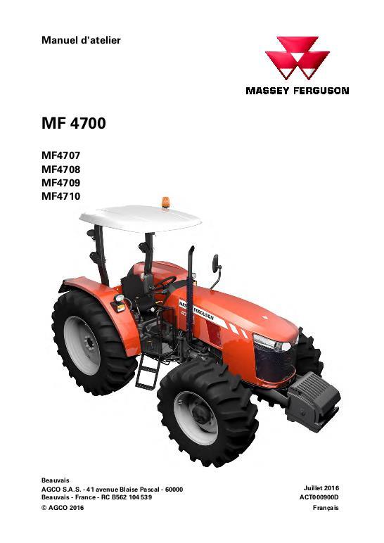 AGCO 4707 4708 4709 4710 Tractor (packet) Service Manual ACT000900D French