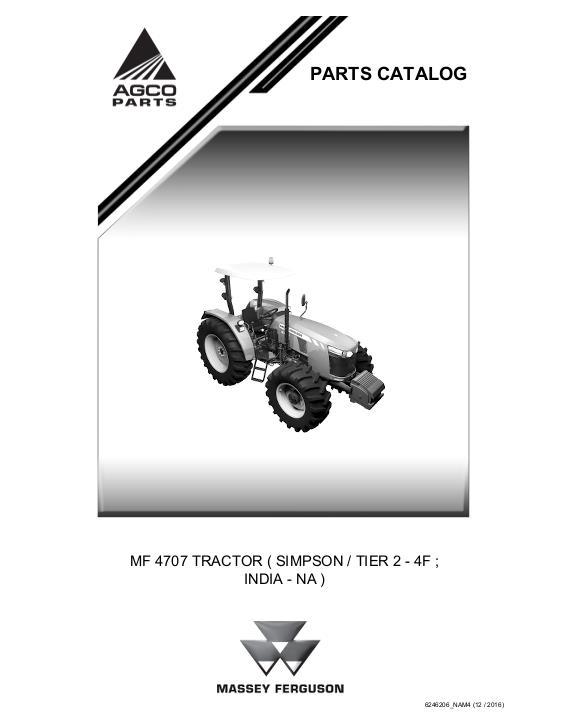 AGCO 4707 Tractor (Simpson engine, India production) Parts Book 6246206M4 English