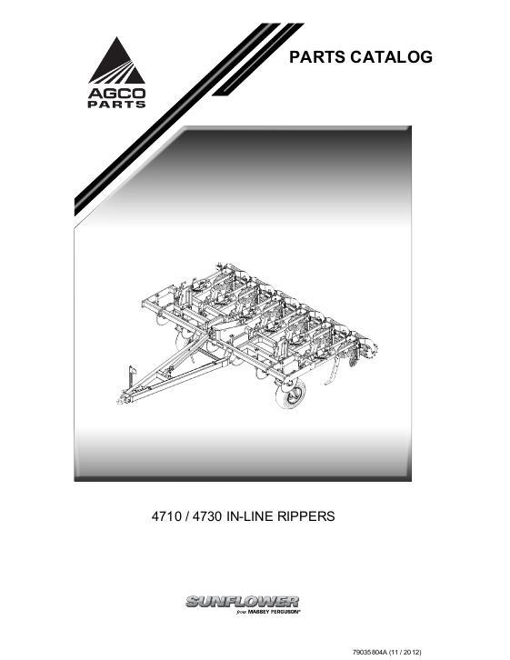 AGCO 4710 4730 In-Line Ripper Parts Book 79035804A English
