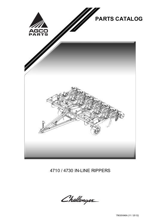 AGCO 4710 4730 In-line Ripper Parts Book 79035646A English