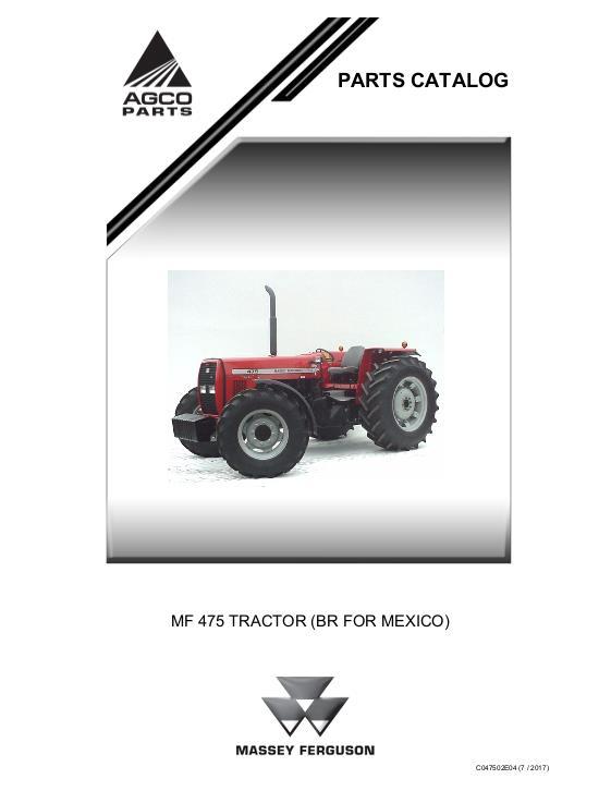 AGCO 475 Tractor (Brazil production, for Mexico) Parts Book C047502E04 English