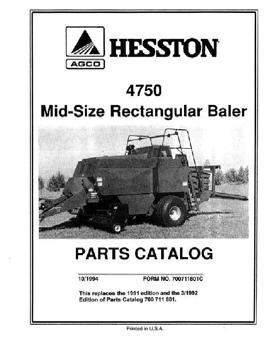 AGCO 4750 Big Square Baler Parts Book 700711801C English