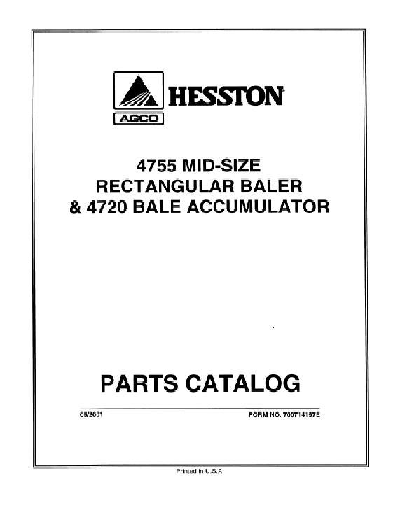 AGCO 4755 Baler 4720 Accumulator Parts Book 700714197E English