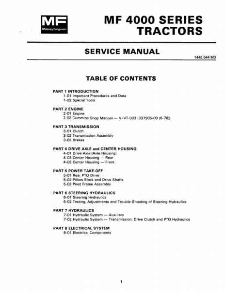 AGCO 4800 4840 4880 4900 Tractor (packet) Service Manual 1448644M3 English