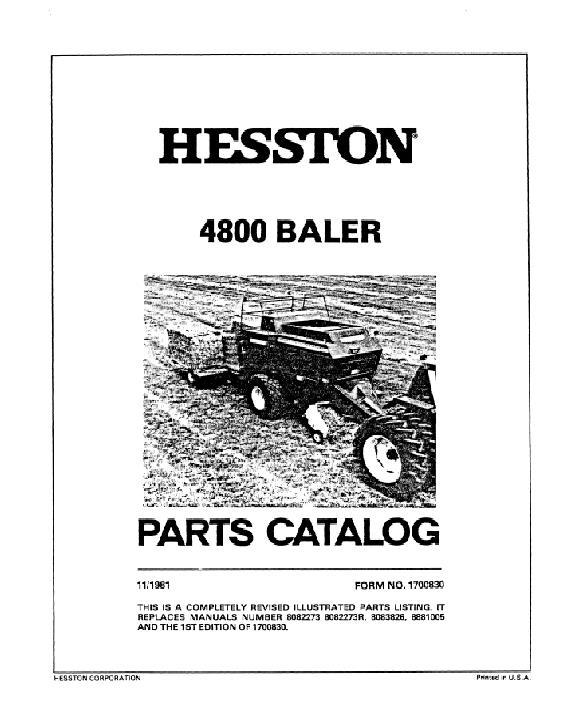 AGCO 4800 Big Square Baler Parts Book 1700830 English
