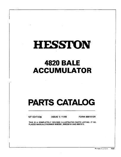 AGCO 4820 Bale Accumulator Parts Book 8881013 English