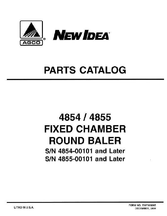 AGCO 4854 Baler (eff 4854-00101) 4855 Baler (eff 4855-00101) Parts Book 700718928B English