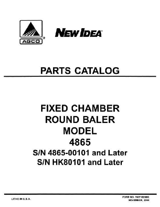 AGCO 4865 Round Baler (Hesston Built eff Oct 1998) Parts Book 700718238C English