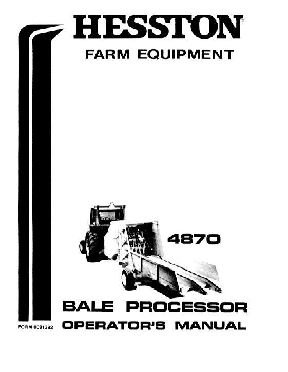 AGCO 4870 Bale Processor (1978-82) Operator Manual 8081382 English 1 AGCO 4870 Bale Processor (1978-82) Operator Manual 8081382 English